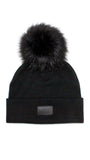 Fur Pom Beanie Hat - Black