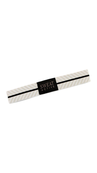 Sport Headband - White/Pearl Chevron